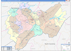 Johnson City Metro Area Wall Map Color Cast Style 2026